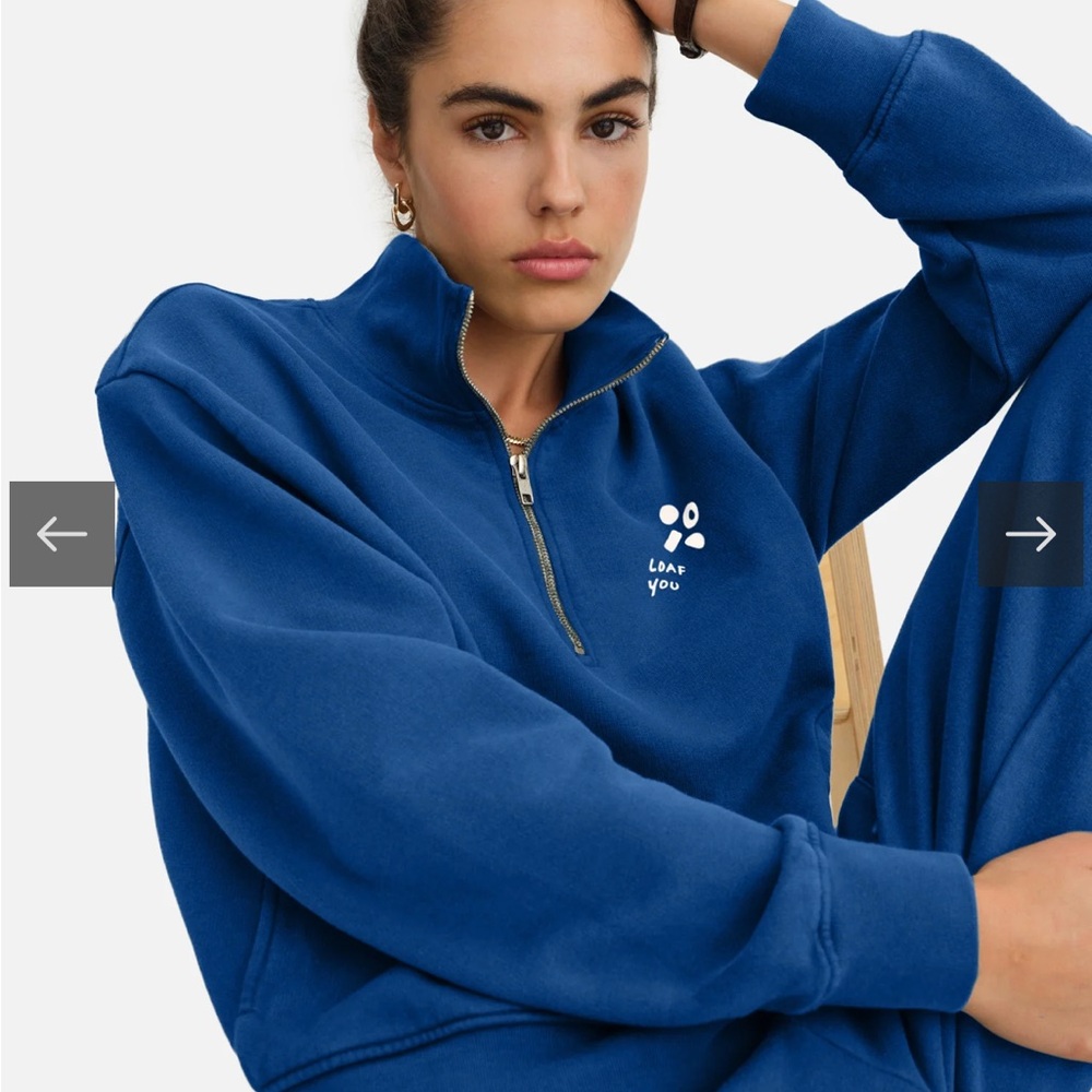 NWT Mate the Label organic fleece graphic quarter zip sweatshirt size small